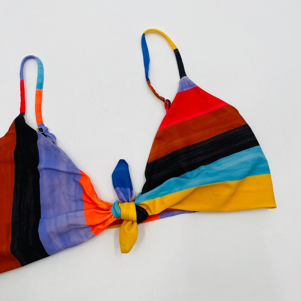 Mara hoffman Striped Colorful Tie front bikini